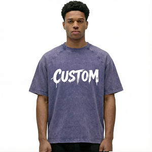 T-shirt unisexe col rond uni délavé vintage pré-lavé 250G – Vente en gros, faible MOQ, vêtements pour équipes sportives OEM - Product Image 2