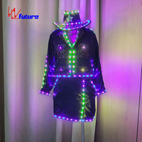 Vêtements de cow-boy à lumière LED Costume de danse personnalisé Costume de scène de contrôle Costumes de danse pour fille
