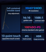Moniteur portable professionnel 16 pouces WUXGA UHD 4K rétroéclairé par LED 60Hz, dalle IPS, Type C, GFF, entièrement laminé, tactile, extension invisible