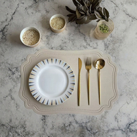 Set de table de luxe en cuir PVC gaufré 33 cm, résistant à la chaleur, imperméable, anti-taches, tapis de table irrégulier, dessous de plat et de bol