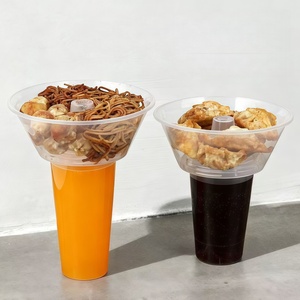Gobelet en plastique <span class=keywords><strong>2</strong></span>-en-1 avec paille pour snacks et boissons, idéal pour les popcorn, les sodas et les stands de concession de cinéma – Vente en gros - Product Image 2