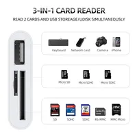 Adaptateur Lecteur de Cartes Externe 3-en-1 USB Type-C SD TF OTG pour Samsung, Téléphones et Tablettes