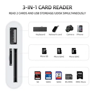 Lettore di Schede Esterno 3-in-1 <span class=keywords><strong>USB</strong></span> Type-C, Adattatore OTG per Schede <span class=keywords><strong>SD</strong></span> e TF, Compatibile con Samsung, Telefoni e Tablet - Product Image 4