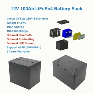 แบตเตอรี่ลิเธียมไอรอนฟอสเฟต Lifepo4 พร้อมบลูทูธ 100 กิโลวัตต์ชั่วโมง 12 โวลต์ 24 โวลต์ 100 แอมป์ชั่วโมง 120 แอมป์ชั่วโมง 200 แอมป์ชั่วโมง 300 แอมป์ชั่วโมง พร้อมบลูทูธ - Product Image 3