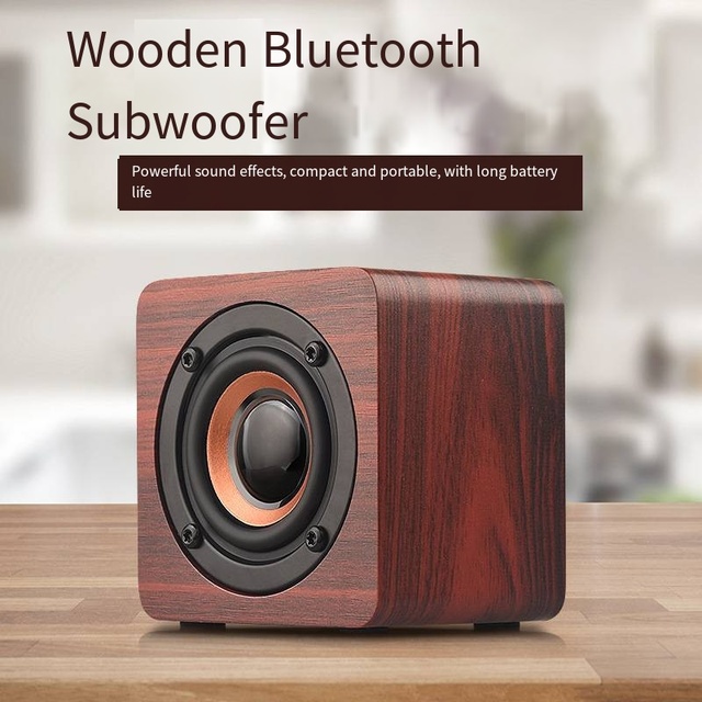 Q1 Wooden Mini Wireless Speaker - Portable, High - Power Bass - Focused Speaker for Mobile Phones