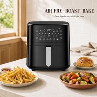 Friteuse à air chaud 7L à panier unique avec commande tactile LED, 10 programmes de cuisson prédéfinis, four électrique à air chaud rapide pour usage familial