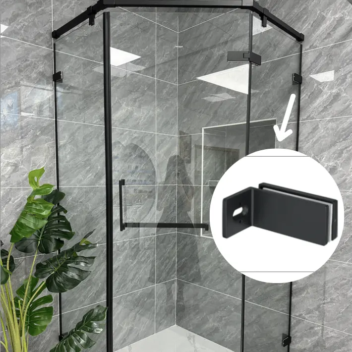 Charnière en forme de L pour salle de douche, charnière de porte en verre mural, raccords SS304 316