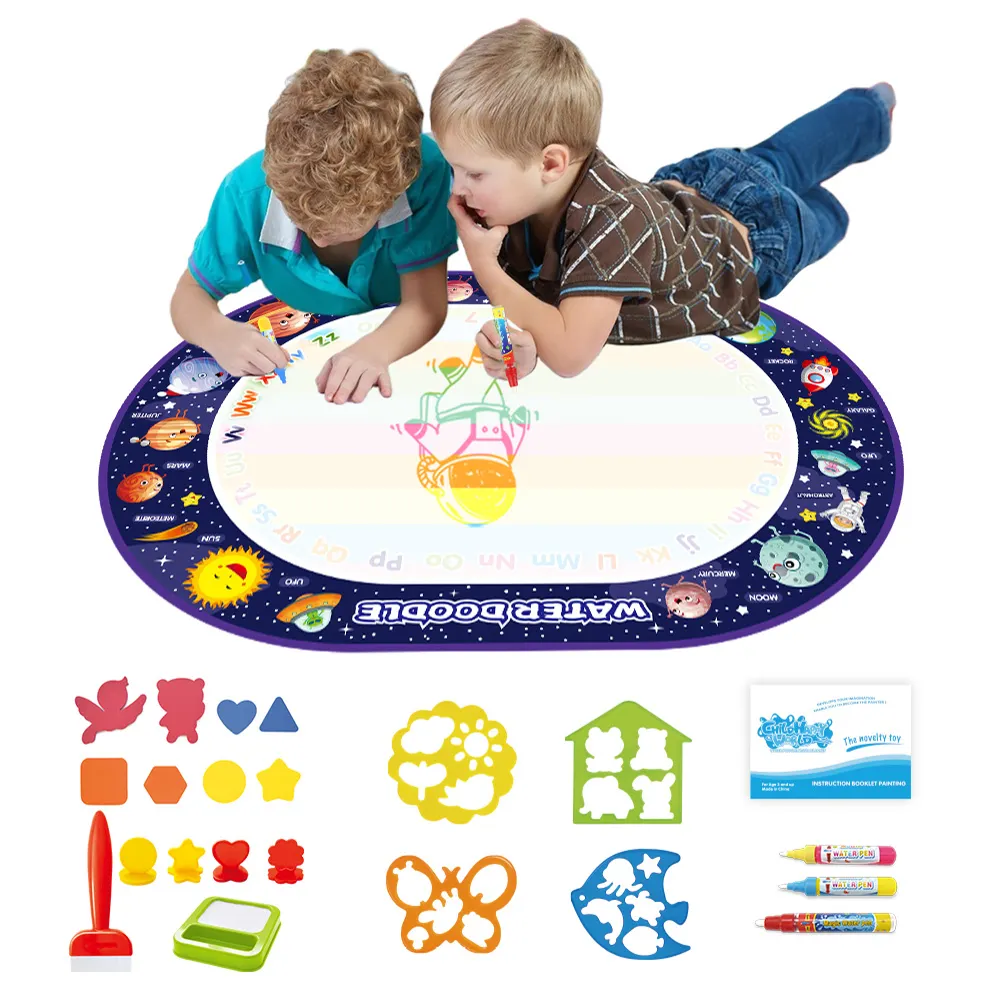 Amazon Hot Sale kids large educational star space theme oval water aqua magic doodle mat with pen