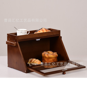 กล่องขนมปังไม้ไผ่อเนกประสงค์พร้อมประตูกระจกสำหรับเก็บขนมในครัวบ้าน - Product Image 3