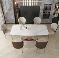 Table à manger moderne de luxe 6 places avec 6 chaises Sinered Stone Modèle 3D Design Table à manger complète avec grande dalle de pierre