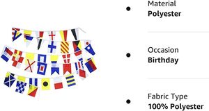 समुद्री नौका जहाज नौकायन थीम सजावट पार्टी सेट, 40 झंडे, 20x30 सेमी-लंबाई 102 सेमी - Product Image 3