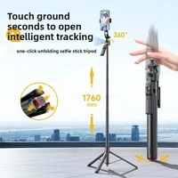 Nouveau trépied intelligent tout-en-un avec suivi facial IA, appareil photo auto-élevable, objectif intelligent et contrôle gestuel, perche à selfie réglable à 360 degrés