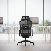 Chaise de bureau pivotante moderne de style exécutif avec accoudoirs et appui-tête réglables, design ergonomique en maille pour la maison, le bureau et l'hôtel