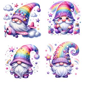 Autocollants vintage faits à la main créatifs pour la Saint-Valentin Gnome elfe arc-en-ciel étoile elfe autocollants décoratifs pour carnet de notes autocollants vintage - Product Image 2