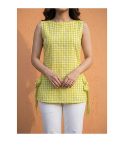 best Selling Women Checked Kurti Cotton Stylish Summer Casual Ethnic Wear <b>Top</b> Lightweight Daily Tunic Bulk Order Supplier - Product Image 2