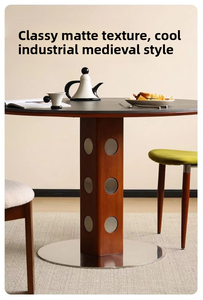 <span class=keywords><strong>Tavolo</strong></span> da Pranzo Rotondo <span class=keywords><strong>Allungabile</strong></span> in <span class=keywords><strong>Legno</strong></span> <span class=keywords><strong>Massello</strong></span> con Piano in Marmo, Design <span class=keywords><strong>Moderno</strong></span> Nordico Pieghevole Ecologico per Casa e Piccoli Appartamenti - Product Image 4