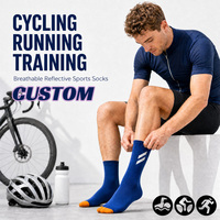 Chaussettes de sport personnalisées pour hommes, en coton peigné, tricotées jacquard, design OEM XY, chaussettes de cyclisme