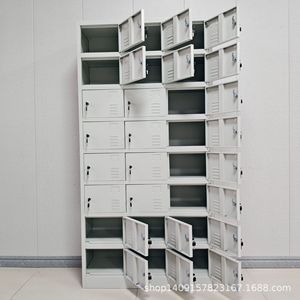 ตู้เก็บของแบบล็อกเกอร์ 24 ประตู 8 ชั้น ตู้โลหะทรงสี่เหลี่ยมแบบตั้งพื้น ดีไซน์แบบผลัก-ดึง สำหรับใช้ในสำนักงาน - Product Image 4