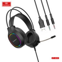 Casques et casques de jeu Earldom Micro et casque PC Light RGB pour joueur avec casque supra-auriculaire à son surround stéréo