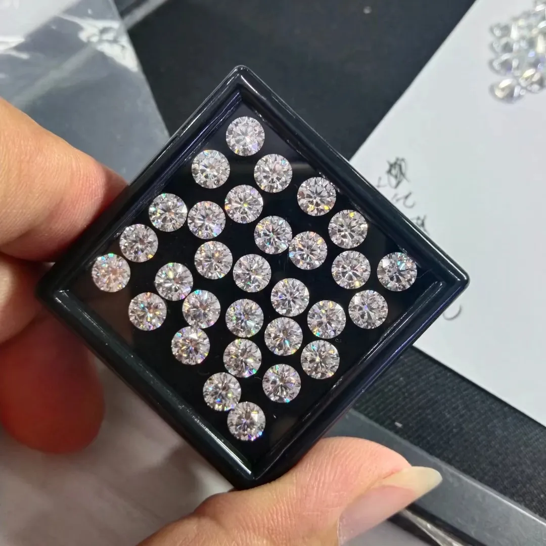 Wuzhou-Fabrik weißer farbloser freier Brand VVS Klarheit runder Moissanit-Stein 1 mm bis 15 mm volle Größe lockerer Moissanit-Diamant