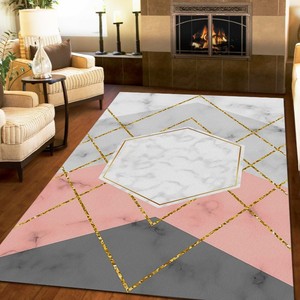 Tapis rectangulaire Wan Xinlong Medallion, style glamour, antidérapant, en velours cristal imprimé, pour salon et chambre à coucher - Product Image 5