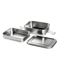 Boîte à lunch pour hommes, boîte à lunch en acier inoxydable à double couche, boîte bento anti-fuite, récipient de stockage alimentaire en métal avec couvercles