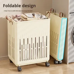 <span class=keywords><strong>Panier</strong></span> à linge en plastique durable, best-seller, <span class=keywords><strong>pliable</strong></span>, avec roulettes, pour les vêtements sales et l'organisation <span class=keywords><strong>de</strong></span> la maison - Product Image 2