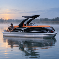 Bateau ponton unique en aluminium de 22 pieds, remorque de bateau durable, peinture marine, console debout, bateaux de pêche pour l'océan