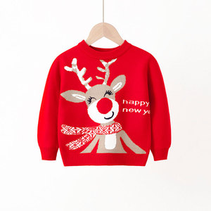 FNJIA Custom Children's Winter Sweater Europe America Cartoon <strong>Christmas</strong> Deer Pullover <strong>Jumper</strong> <strong>for</strong> <strong>Girls</strong> Knitted Design - Product Image 4