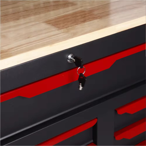 Armoire à outils roulante industrielle robuste, poste de travail avec 15 tiroirs, plan de travail en <span class=keywords><strong>bois</strong></span>, panneau perforé, armoire murale rabattable, <span class=keywords><strong>garage</strong></span>, OEM, 300 kg - Product Image 5