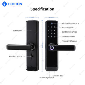 Videollamada WiFi, cerradura inteligente, manija de puerta, aplicación tuya, huella dactilar, entrada sin llave, cerraduras inteligentes con cámara - Product Image 6