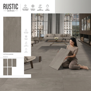 Cotton Almond Rustic Porcelain <b>Tiles</b> 600x1200mm Large Format Matte Finish for Modern Flooring Projects - Product Image 1