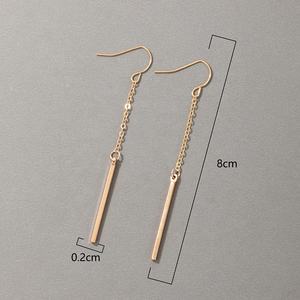 Moda altın geometrik dikdörtgen damla küpe gümüş sopa püskül Dangle küpe kadınlar için doğum günü partisi balo takı hediye - Product Image 6