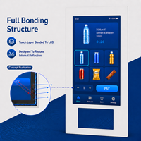 Modul Layar Sentuh 10.1 Inci 1200 Nits Optical Bonding Dengan LCD LVDS Portrait USB untuk Integrasi Mesin Penjual Otomatis Luar Ruangan