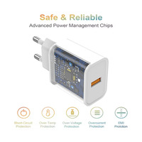 Chargeur mural USB 10W PD 3.0 5V 2A à charge rapide, prise EU compatible avec les iPhones et les appareils mobiles, matériau ABS+PC, blanc, garantie 12 mois
