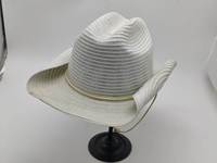 Nouvel arrivage : Chapeau de cowboy western en coton tressé à bord roulé avec cordon et sangle de mentonnière, unisexe, pour l'été et les activités de plein air