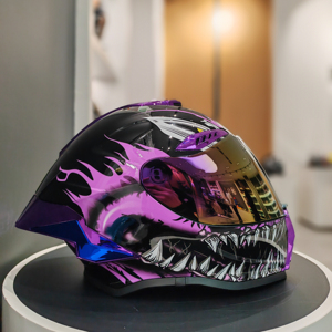 Nuovo <span class=keywords><strong>Casco</strong></span> Integrale con Certificazione DOT, Doppia Visiera, Grande Spoiler in Materiale ABS, Spoiler Elettroplaccato <span class=keywords><strong>per</strong></span> <span class=keywords><strong>Moto</strong></span> - Product Image 4