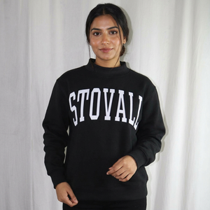 Sweat-shirt d'hiver à capuche STOVALL BLACK 100% coton avec broderie appliquée, col large, fils fins - Product Image 1