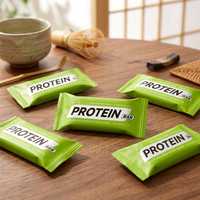 Barre protéinée verte au matcha, mini carrée, supplément énergétique à base de soja et de quinoa, collation