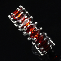 Roter Rubinring für Herren, Natürlicher Rubin-Granat-Ring mit Marquise-Schliff