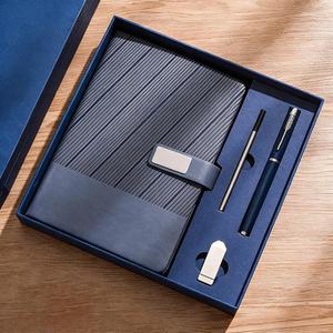Custom Logo Corporate Giveaways Promotional Business A5 <b>Leather</b> Cover Hardcover Journal <b>Notebook</b> Gift Set with Pen <b>Refill</b> USB - Product Image 4