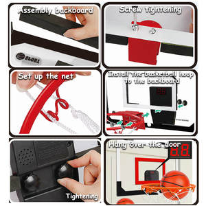 ชุดเกมบาสเก็ตบอลพลาสติกสำหรับเล่นในบ้าน พร้อมกระดานคะแนนอิเล็กทรอนิกส์ ไฟ LED ติดประตู ของเล่นห่วงบาสเก็ตบอลสำหรับเด็ก - Product Image 6