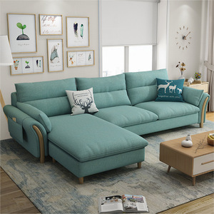 Nordic Living Room Corner Fabric <b>Sofa</b> Removable Washable Latex Solid Wood Combination <b>Sofa</b> For <b>Small</b> Home - Product Image 1