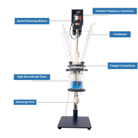 Reactor de vidrio encamisado de doble capa de 1L, 2L, 3L, 5L, mini, automático, con agitación al vacío para laboratorio, para síntesis química