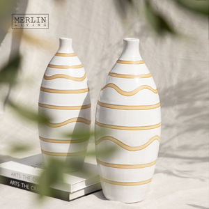멀린 리빙 럭셔리 홈 데코 테이블 클레이 꽃병 화이트 세라믹 꽃병 큰 꽃병 장식 차오저우 세라믹 공장 도매 OEMODM - Product Image 2