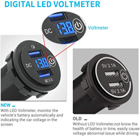 Prise de charge rapide double USB QC3.0 améliorée 12V/24V |   Voltmètre numérique LED, interrupteur à commande tactile