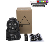 Projecteur LED Wash Par Shehds 7x18W RGBWA+UV Mini Moving Head pour DJ