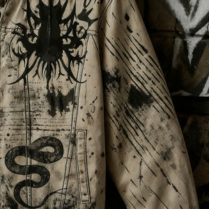 Custom Winter Streetwear Waterdichte Softshell Bontjas Designer Gothic Heat-Transfer Printing Grafische Leren Jassen Front - Product Image 6