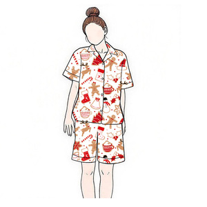 <strong>Unisex</strong> Luxury Breathable Cotton Summer Vacation <strong>Pajamas</strong> Short Sleeve Sleepwear Elastic Waist Personalized <strong>Christmas</strong> Themed - Product Image 1