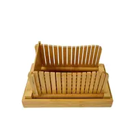 Rebanador de pan de bambú de fácil limpieza, cortador de tostadas con diferentes tamaños, tabla de corte
